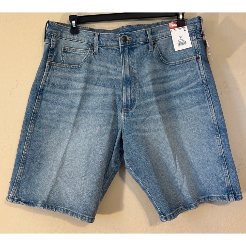 Wrangler Denim Shorts Men 36 Light Wash Relaxed Fit Five Star Heritage Jeans NEW